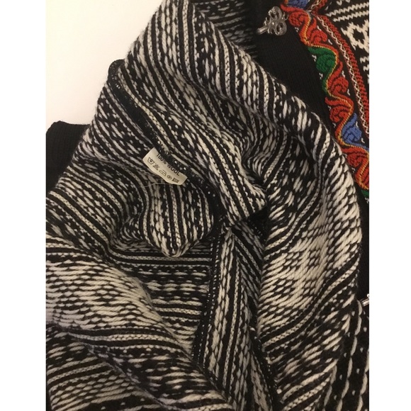 Norlaender - VTG Black/Cream Nordic Style Wool Cardigan Jacket  Sz L Wom… - Picture 11 of 12